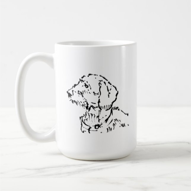 Caneca De Café Café da Mamãe do Cachorro Dachshund de Pelo Cabelu (Esquerda)