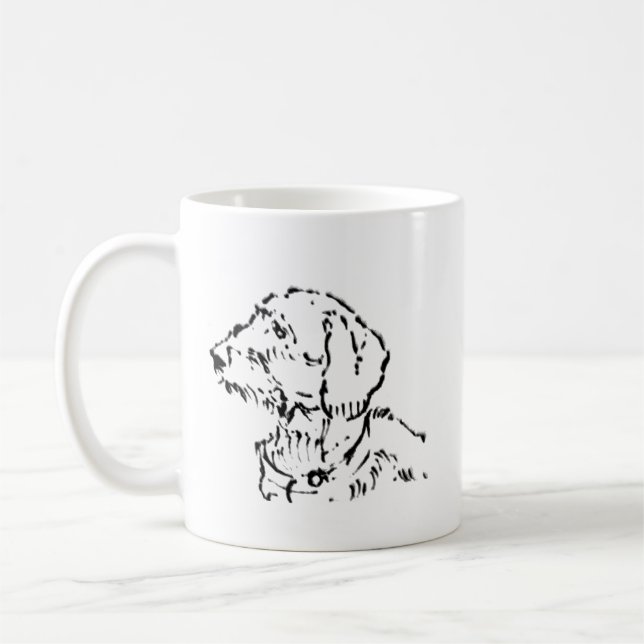 Caneca De Café Café da Mamãe do Cachorro Dachshund de Pelo Cabelu (Esquerda)