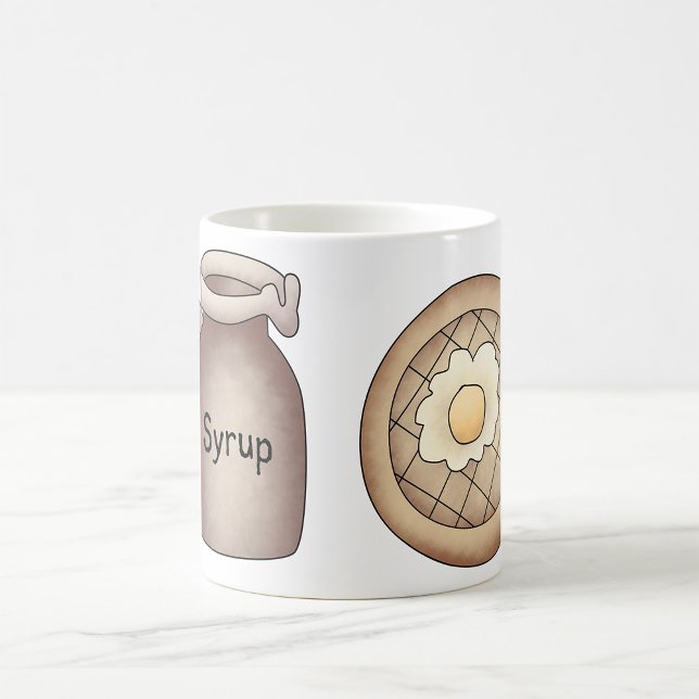 Caneca De Café Café da Manhã com Waffle e Jarra de Xarope de Bord (Criador carregado)