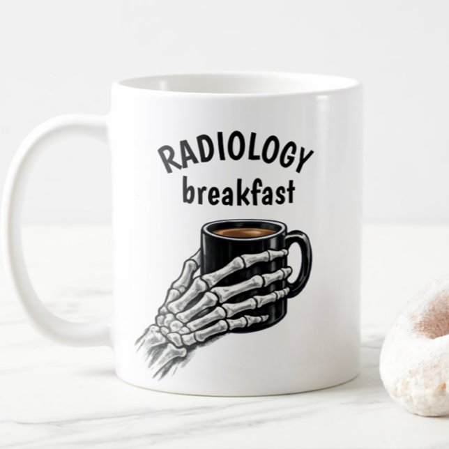 Caneca De Café Café da Manhã de RADIOLOGIA Esqueleto Mão (Criador carregado)