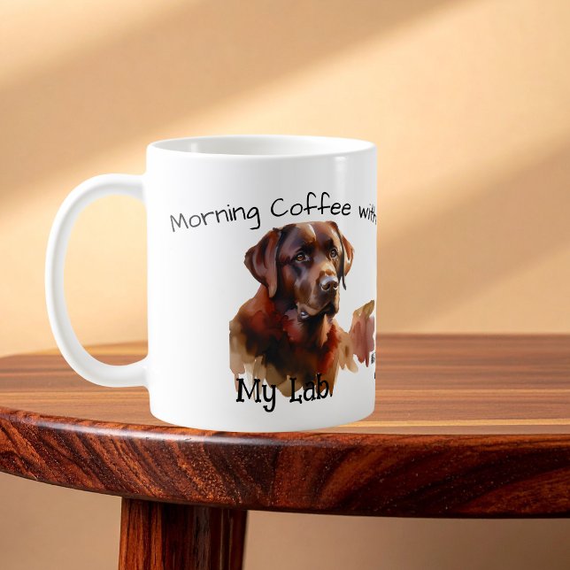 Caneca De Café Café da Manhã Escuro Fofo com Meu Labrador (Criador carregado)