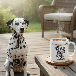 Caneca De Café Café da Manhã Fofo Preto Dálmata PERSONALIZAR