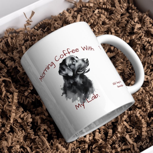 Caneca De Café Café da Manhã Labrador Preto/PERSONALIZAR (Personalize, add your own text to this design)