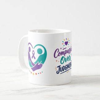 Caneca De Café Café de Apoio à Saúde Mental com Laço Roxo