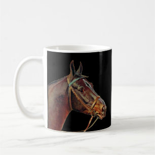 Caneca De Café Café de cavalo marrom, fundo preto