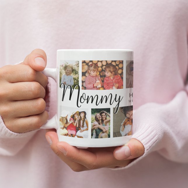 Caneca De Café Café de Colagem de Fotografias da Mamãe Personaliz (Criador carregado)