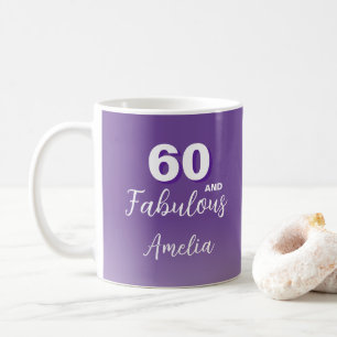 Caneca De Café Café de Foto de Aniversário de 60 anos Roxo e Fabu