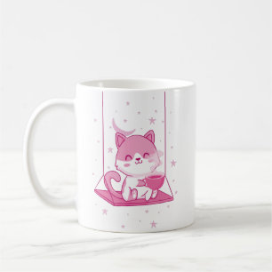 Caneca De Café Café de Gato Cor-de-Rosa, Bebida Cafeína Nadadora