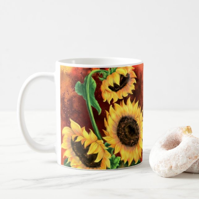 Caneca De Café Café de Girassol Amarelo (Com Donut)