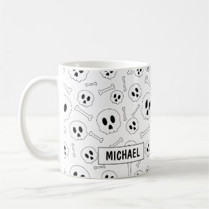 Caneca De Café Café de Halloween de crânios e ossos personalizado