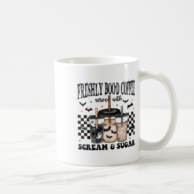 Caneca De Café Café de Halloween Freshly Boo servido com Gritar (Direita)