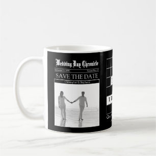 Caneca De Café Café de jornal preto personalizado para salvar a d