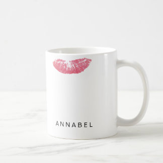 Caneca De Café café de marca de batom rosa personalizado moderno