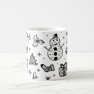 Caneca De Café Café de Natal branco e preto
