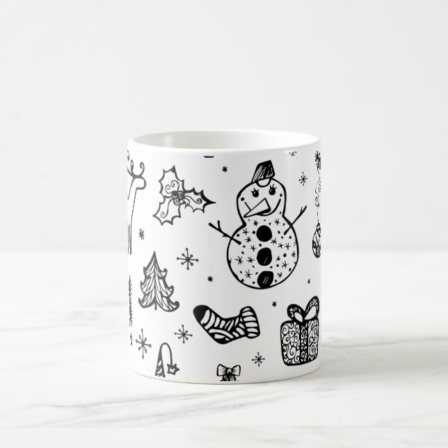 Caneca De Café Café de Natal branco e preto (Centro)