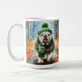 Caneca De Café Café de Natal para Buldogue Branco