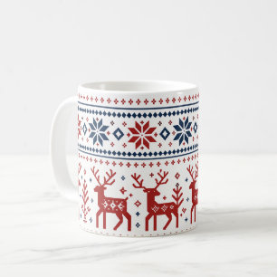 Caneca De Café Café de Natal Rena Nórdica Tecido de Malha Férias