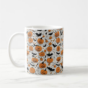 Caneca De Café Café de padrão de Halloween Pumpkins & Bats Divert