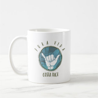 Caneca De Café Café de Shaka Pura Vida do surfista de Costa Rica