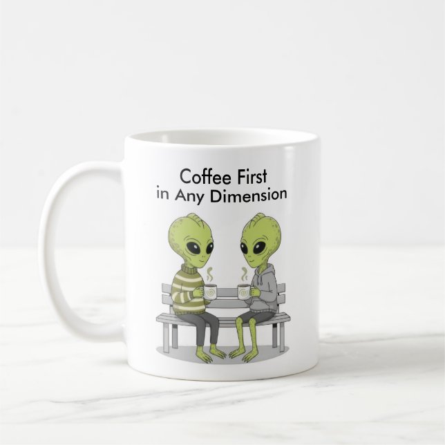 Caneca De Café Café Divertido e Alienígenas (Esquerda)