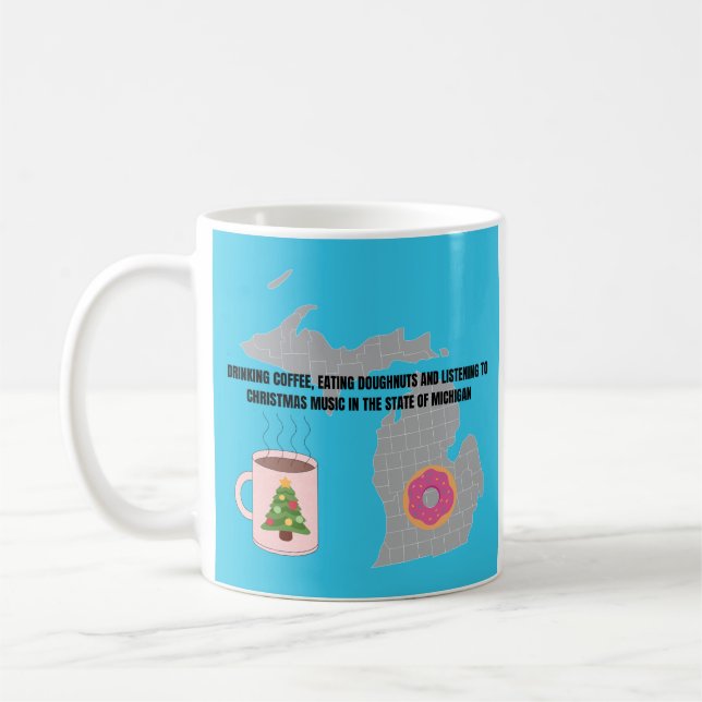 Caneca De Café Café, Donuts e Música de Natal em Michigan  (Esquerda)