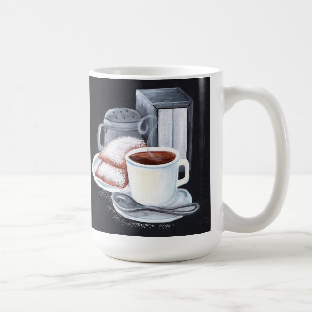 Caneca De Café Café du Monde na caneca branca preta (Direita)
