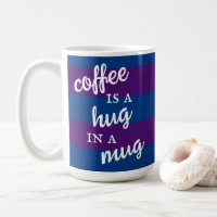 Café é abraço em uma caneca stripida