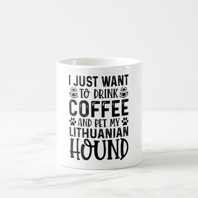 Caneca De Café Café E Cachorro Lituano Engraçado (Centro)