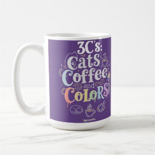 Caneca De Café Café e Cores dos Gatos
