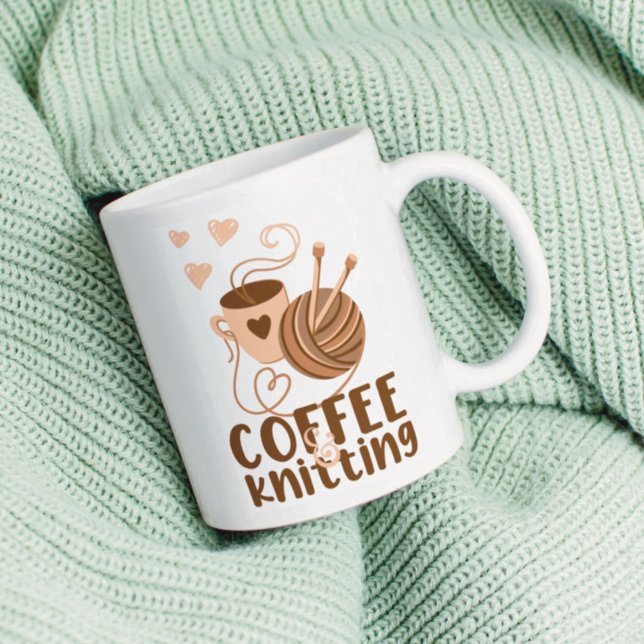 Caneca De Café Café e Knitting Mug (Criador carregado)