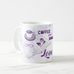 Caneca De Café Café e Livros Adoram Leitura em Branco