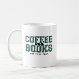 Caneca De Café Café e Livros Beba e Depois Leia Bibliófilo Verde