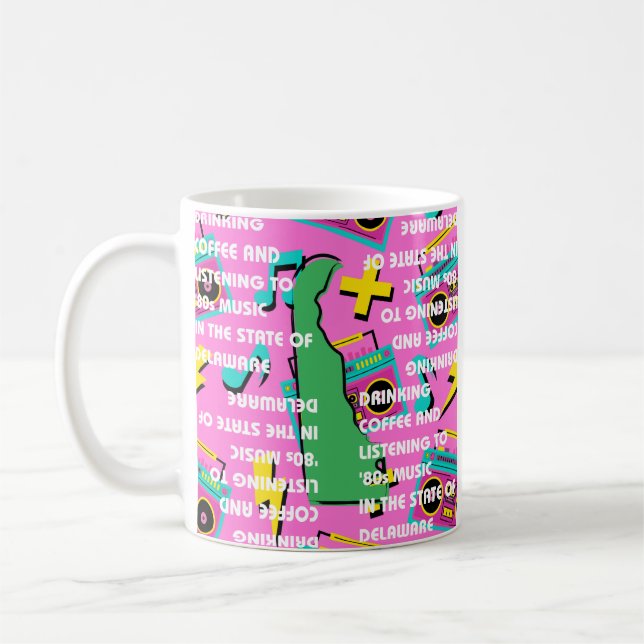 Caneca De Café Café e Música dos Anos 80 em Delaware  (Esquerda)
