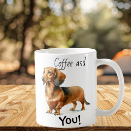 Caneca De Café Café e Você! Dachshund Fofo