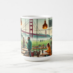 Caneca De Café Café em Foggy San Francisco Ouro Gate Bridge
