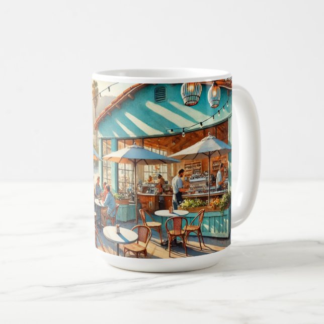 Caneca De Café Café em Papais noeis Barbara California (Frente Esquerda)
