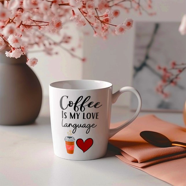 Caneca De Café Café Engraçado é Minha Língua de Amor (Criador carregado)