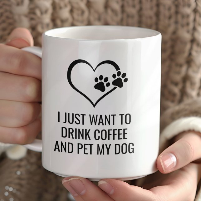 Caneca De Café Café Engraçado e Pet My Dog (Criador carregado)