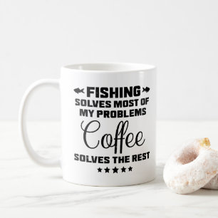 Caneca De Café Café Engraçado Resolve Meus Problemas com a Pesca