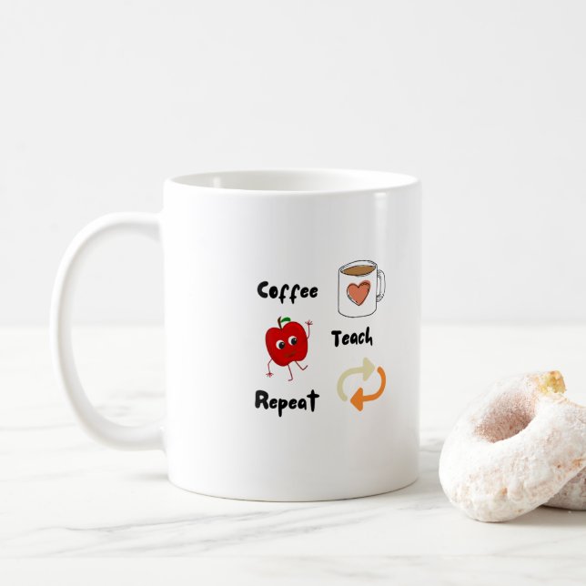 Caneca De Café Café, Ensine, Repita em um  (Com Donut)