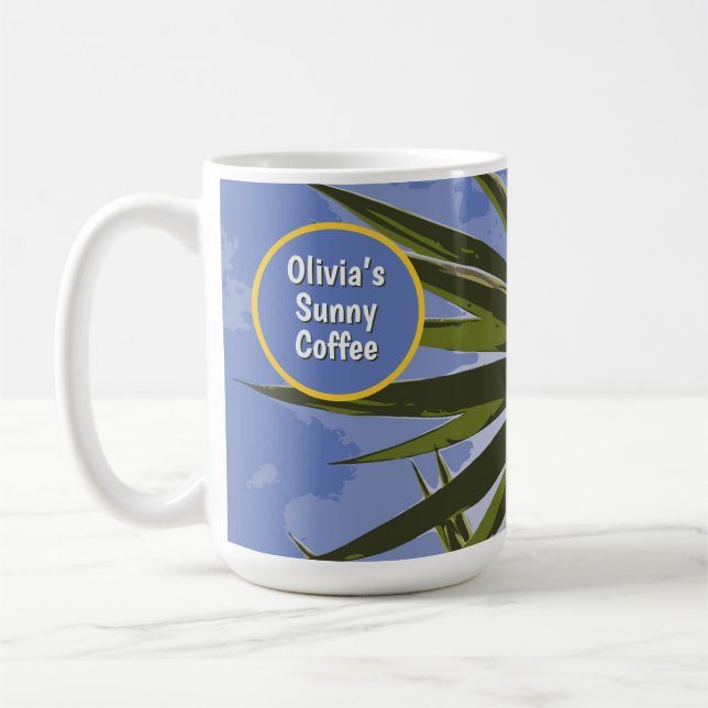 Caneca De Café Café Ensolarado Personalizado Tropical Yucca (Esquerda)