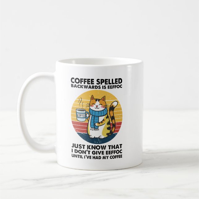 Caneca De Café Café Escrito ao Contrário É EEFFOC – Café Divertid (Esquerda)