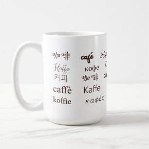 Caneca De Café "Café" Escrito em 13 idiomas