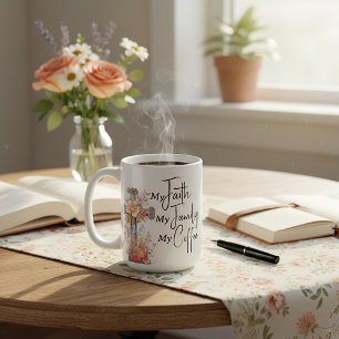 Caneca De Café Café Fé Família personalizado mulher cristã