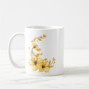 Caneca De Café Café Floral Amarelo Mug - Design botânico ensolara