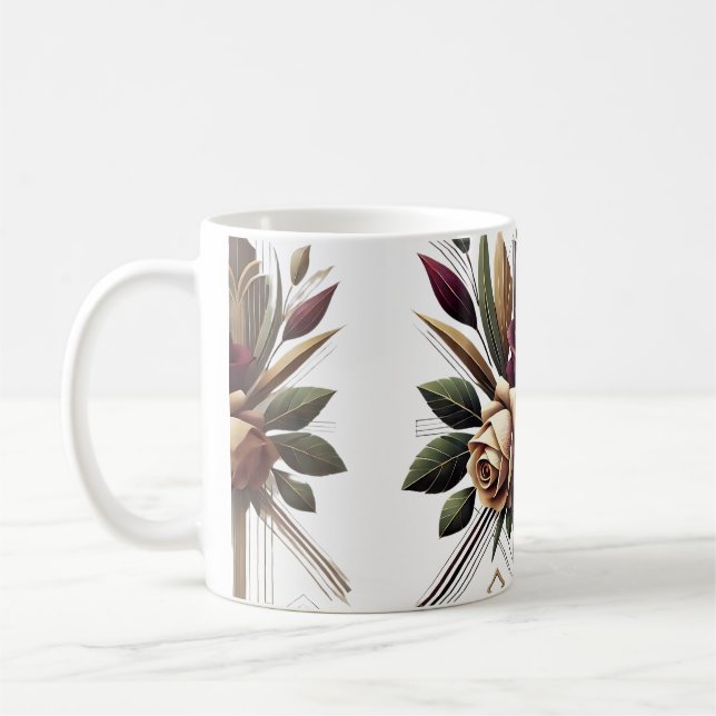 Caneca De Café Café Floral Moderno Mug (Esquerda)