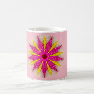 Caneca De Café Café Fratural Pointsettia Rosa e Amarelo