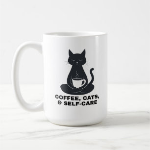 Caneca De Café Café, Gatos e Autocuidado
