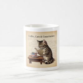 Caneca De Café Café, Gatos e Constituição - Gato Patriótico