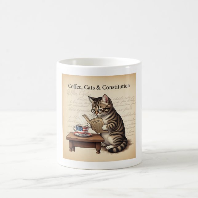 Caneca De Café Café, Gatos e Constituição - Gato Patriótico (Centro)